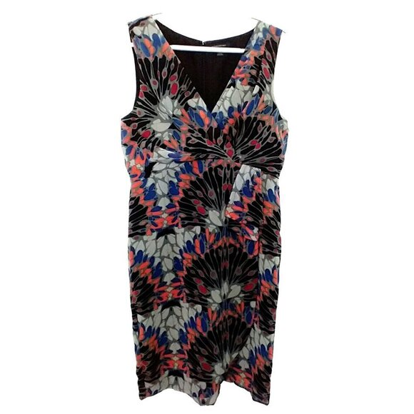 Banana Republic Dress Sleeveless Abstract Print Faux Wrap Surplice - Size 10 - Picture 1 of 10